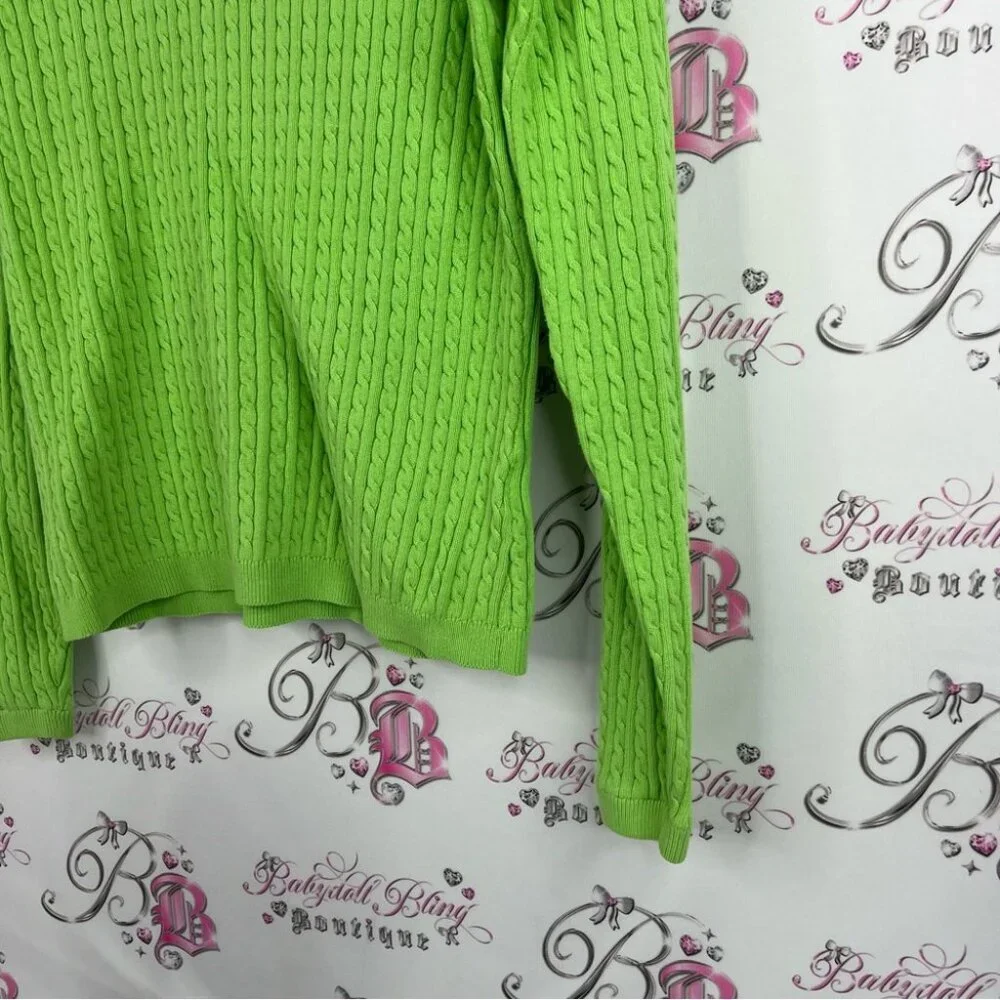 Izod sweater crewneck knit Bright Green Crew Neck Sweater
